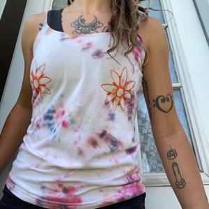 Flower Power Boobie Hippy Tank Built in Bra Rave
